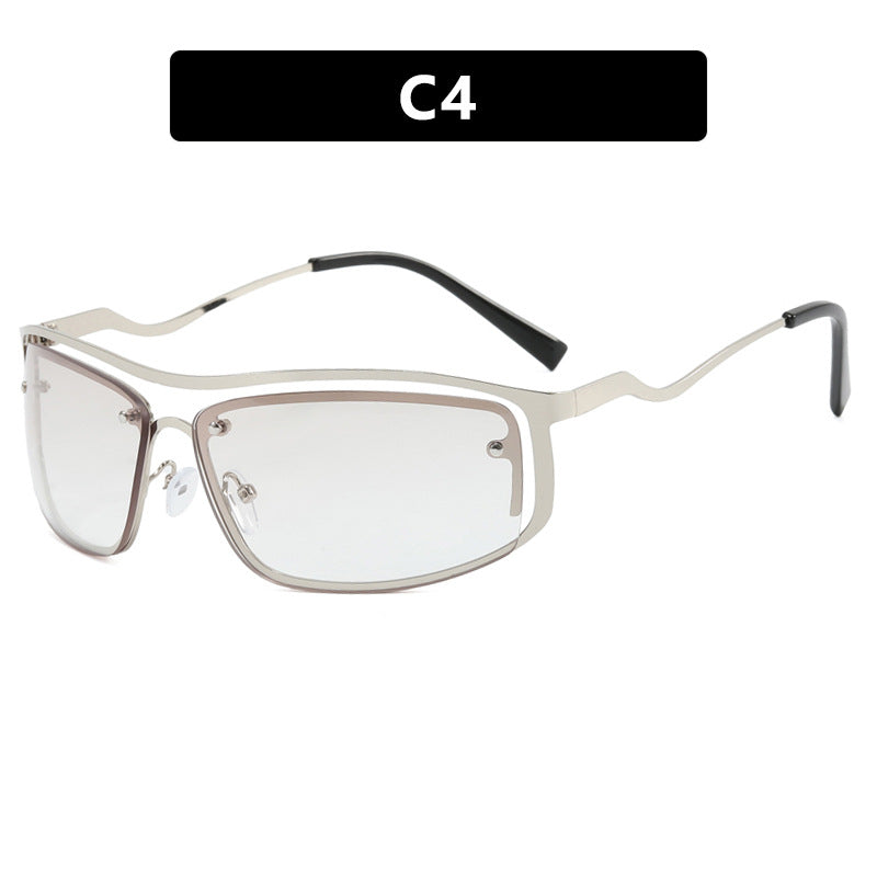 Women’s futuristic sunglasses with an elegant metal frame and high-transparent lenses Bowlift