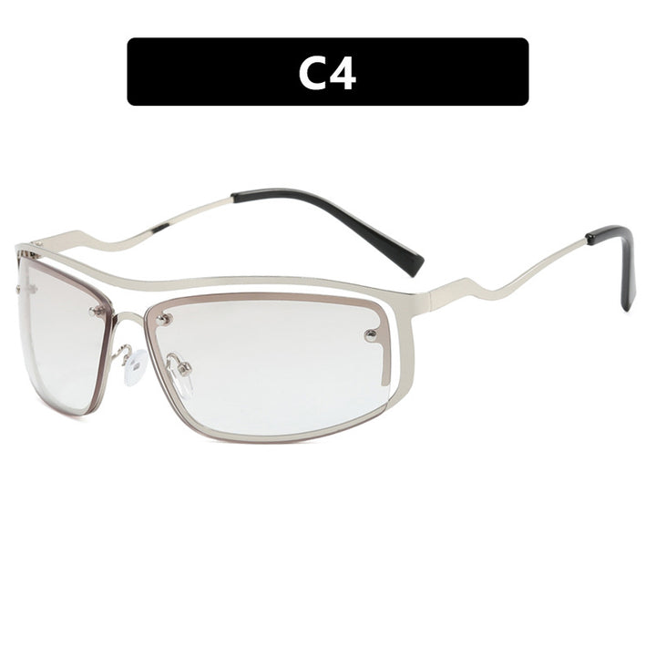 Women’s futuristic sunglasses with an elegant metal frame and high-transparent lenses Bowlift