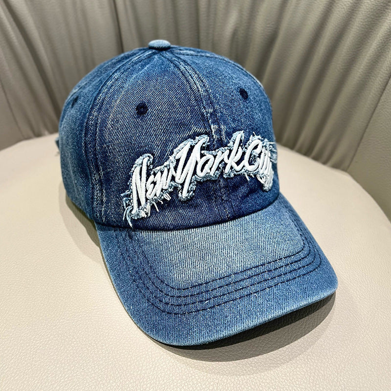 Women's Distressed Denim Cap Bowlift