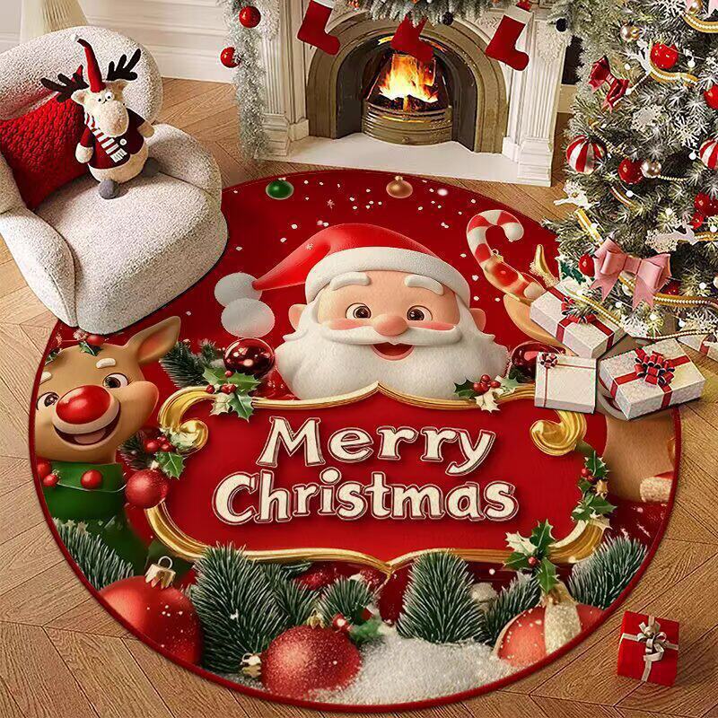 Holiday-Themed Round Area Rug Bowlift