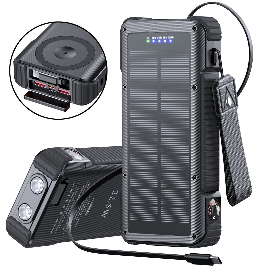High-performance solar power bank with multifunctional connections and LED display Bowlift