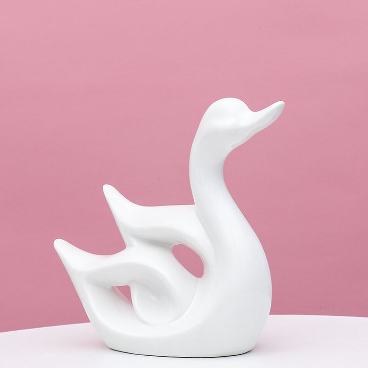 Artistic Swan-Shaped Ceramic Decor Bowlift