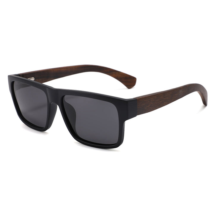 Rimless oversized cat eye polarized sunglasses with wood-effect temples Bowlift