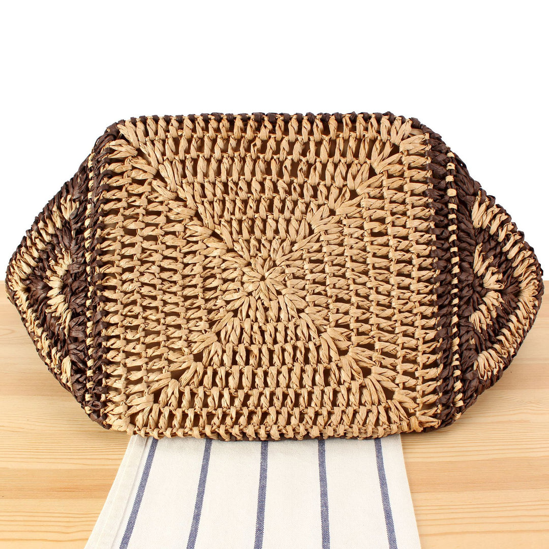 Large Beach Bag Made of Woven Bast Bowlift