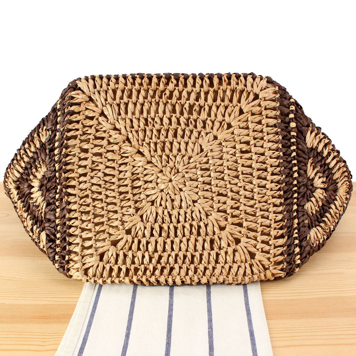 Large Beach Bag Made of Woven Bast Bowlift