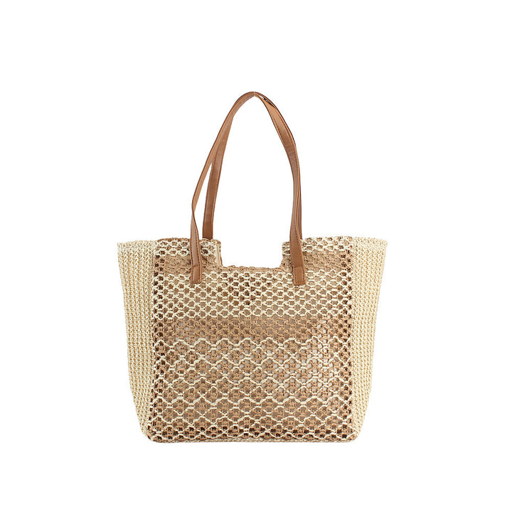 Handcrafted basket bag with leather handles Bowlift