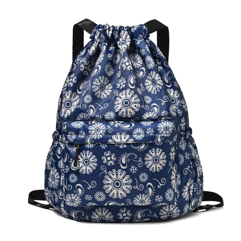 Drawstring Elephant Print Backpack Bowlift