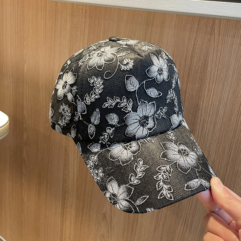 Women's Floral Embroidered Baseball Cap Bowlift