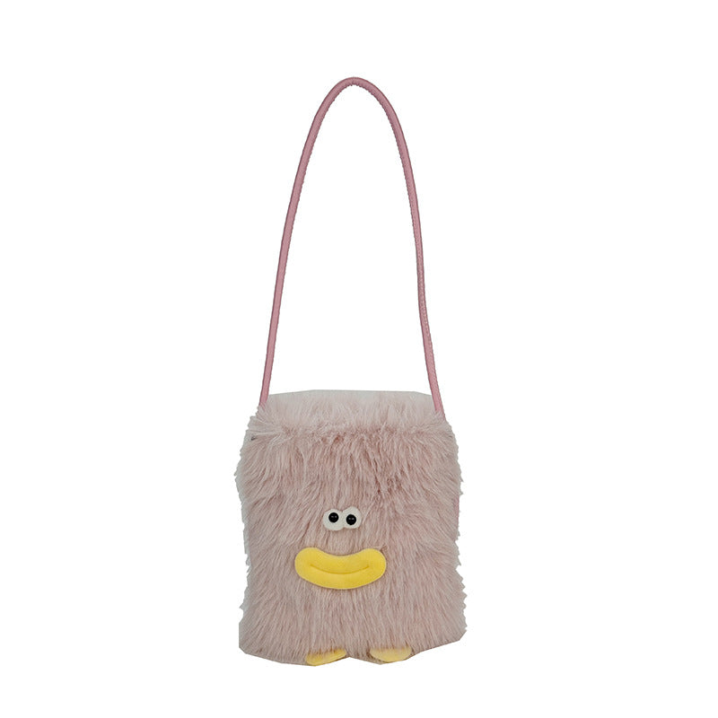 Plush shoulder bag with unique character design Bowlift