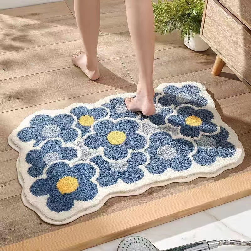 Plush Wave Pattern Bath Mat Bowlift