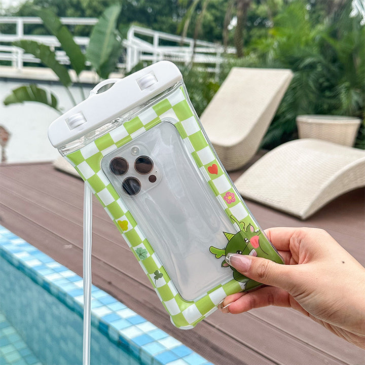 Waterproof phone pouch with adjustable lanyard and transparent touch-sensitive sleeve Bowlift