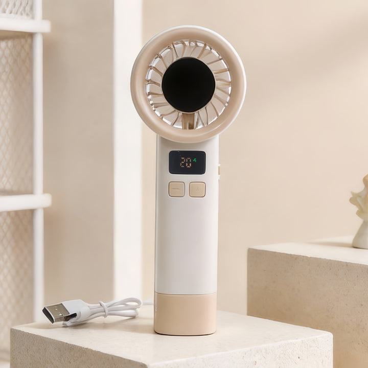 Ultralight Hand Fan with Temperature Display Bowlift
