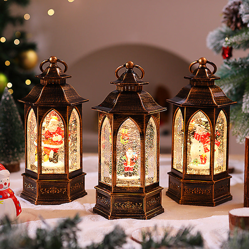 Nostalgic Christmas lantern with snowman scene Bowlift