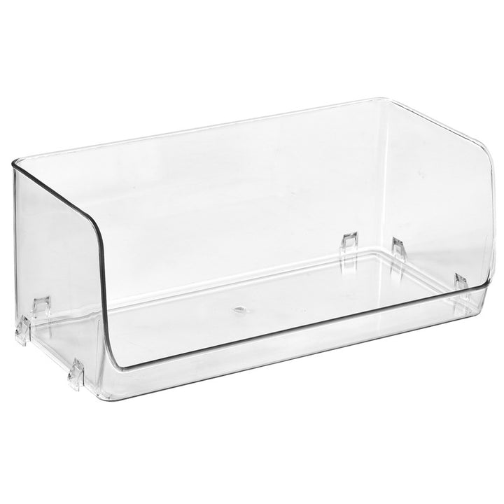 Refrigerator door storage with hanging tabs and drawer function