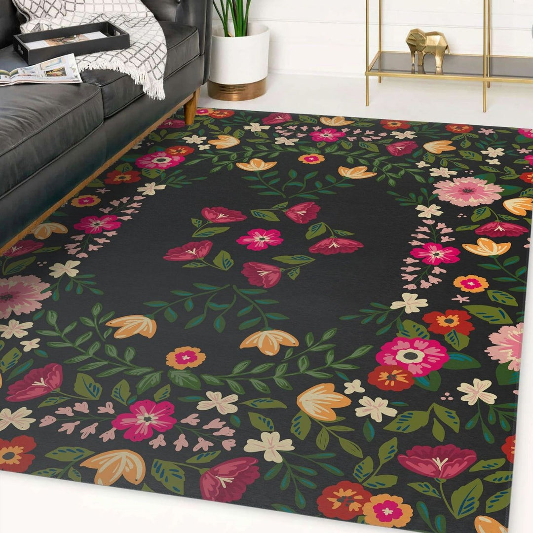 Floral Patterned Area Rug Bowlift