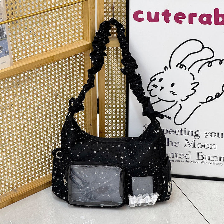 Star-Print Ruffle Strap Shoulder Bag Bowlift
