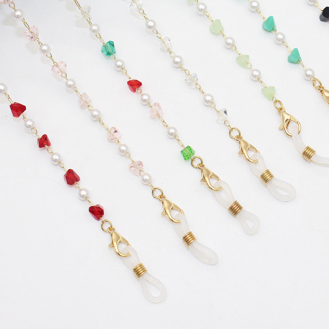 Stylish Pearl and Crystal Eyewear Chain Bowlift