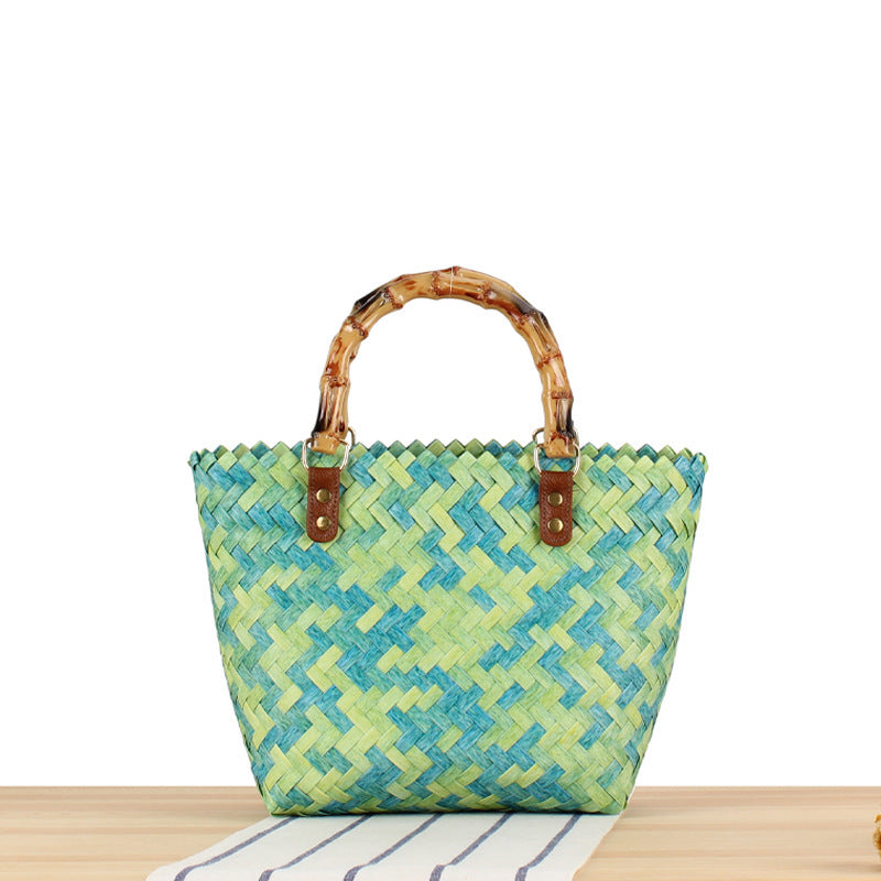 Braided handbag with high-quality bamboo handle Bowlift