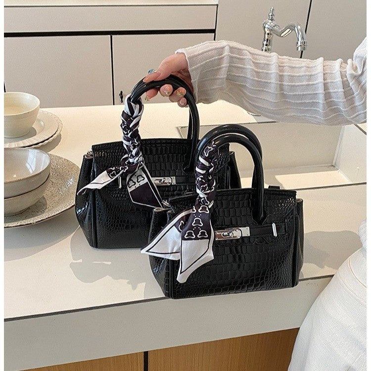 Elegant Crocodile Embossed Handbag Bowlift