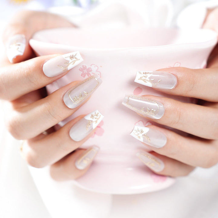 Floral Design Press-On Nail Set Bowlift