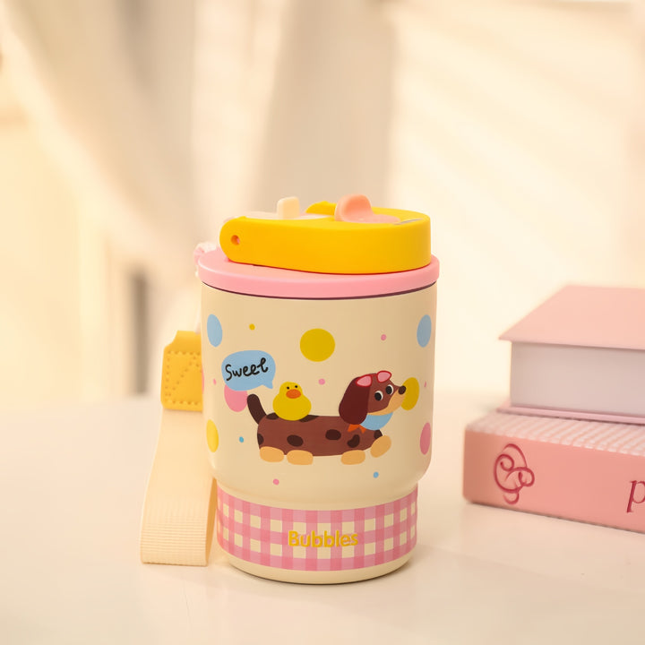 Women's Child-Friendly Drinking Bottle with Cute Dog Motif Bowlift