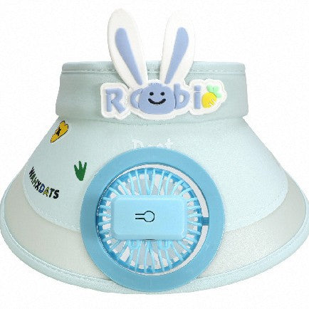 Sun protection with integrated battery fan, adjustable chin strap and cute bunny design Bowlift