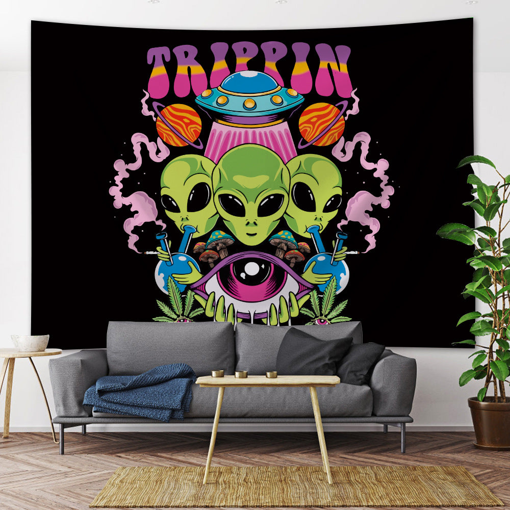 Large Woven Wall Tapestry Featuring Viking Skull Helmet And Crossed Axes Graphic
