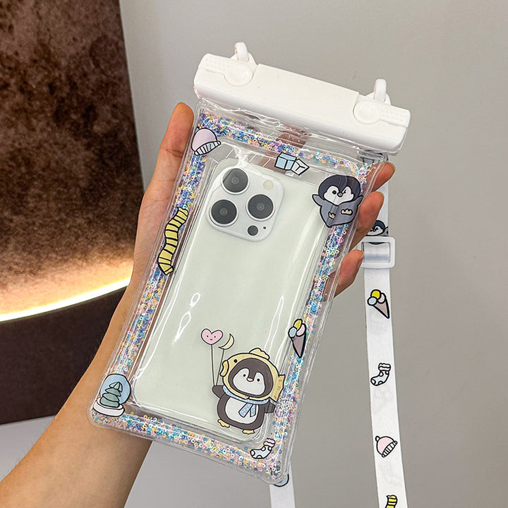 Waterproof phone pouch with adjustable lanyard and transparent touch-sensitive sleeve Bowlift