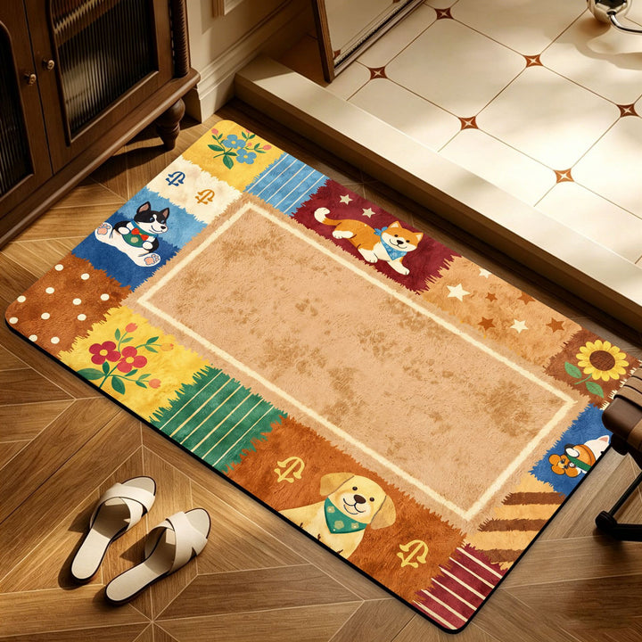 Artistic Floral Patterned Floor Mat Bowlift