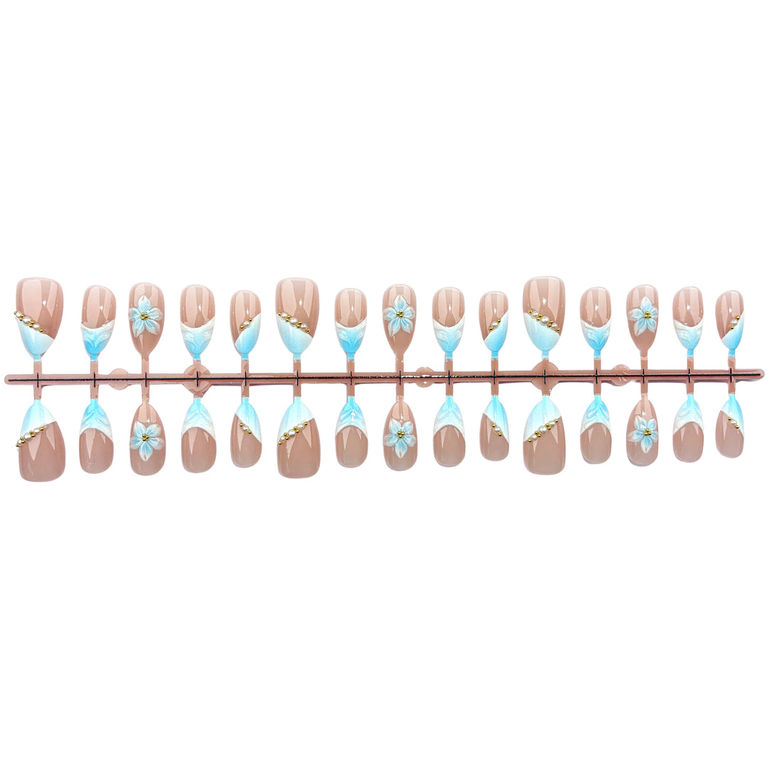 Elegant Floral Press-On Nail Design