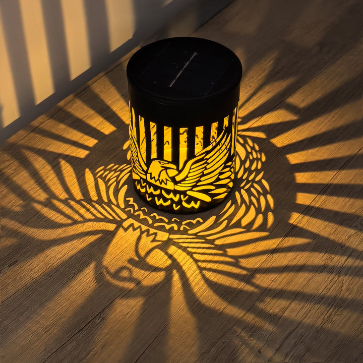 Solar Projection Lantern With Intricate Mandala Cutout And Warm LED Spotlight Bowlift