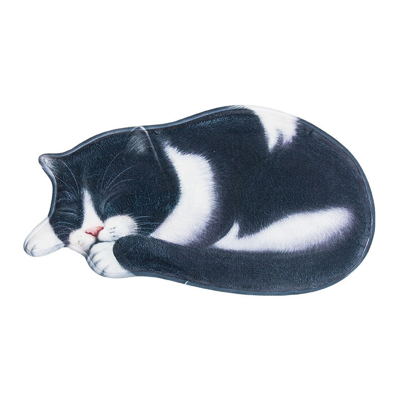 Cartoon Cat-Themed Plush Bath Mat Bowlift