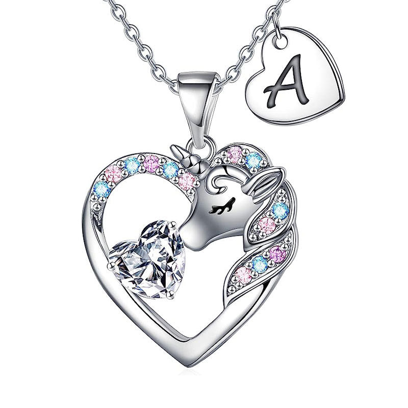 Unicorn-Themed Heart Pendant Necklace Bowlift
