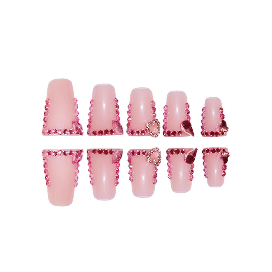 Glamorous Rhinestone Embellished Nail Enhancements Bowlift