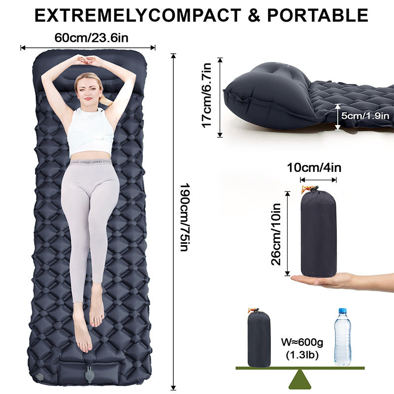 Air Mattress With Integrated Headrest And Comfortable Valve System Bowlift