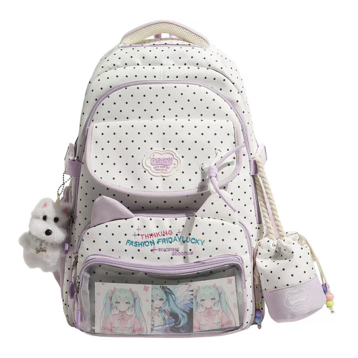 Playful Polka Dot Character Backpack Bowlift