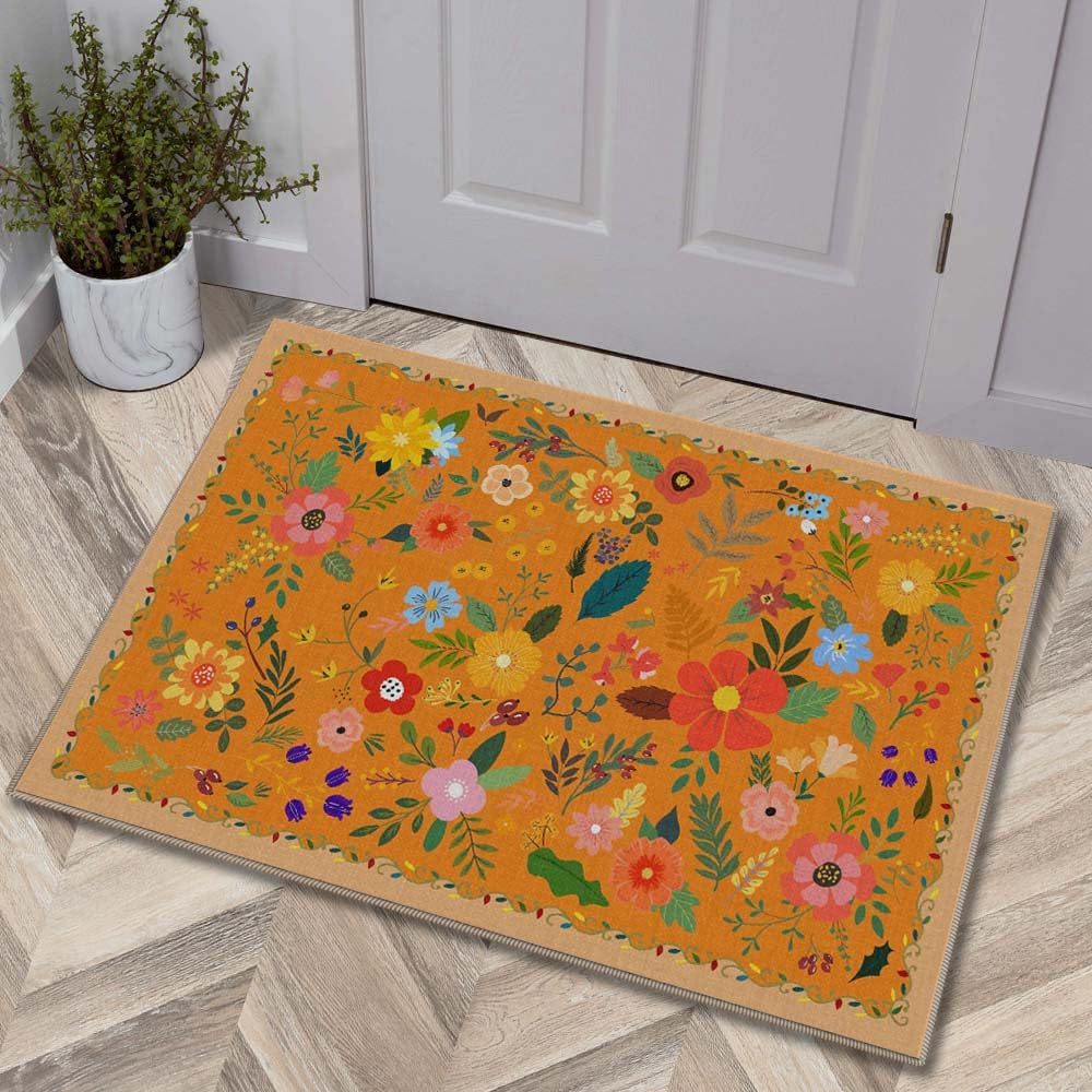 Luxurious Floral Design Bath Mat Bowlift