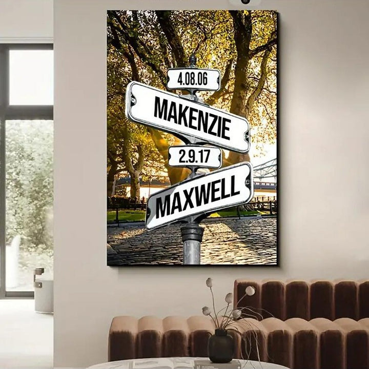 Personalized Vintage Street Sign Canvas Wall Art