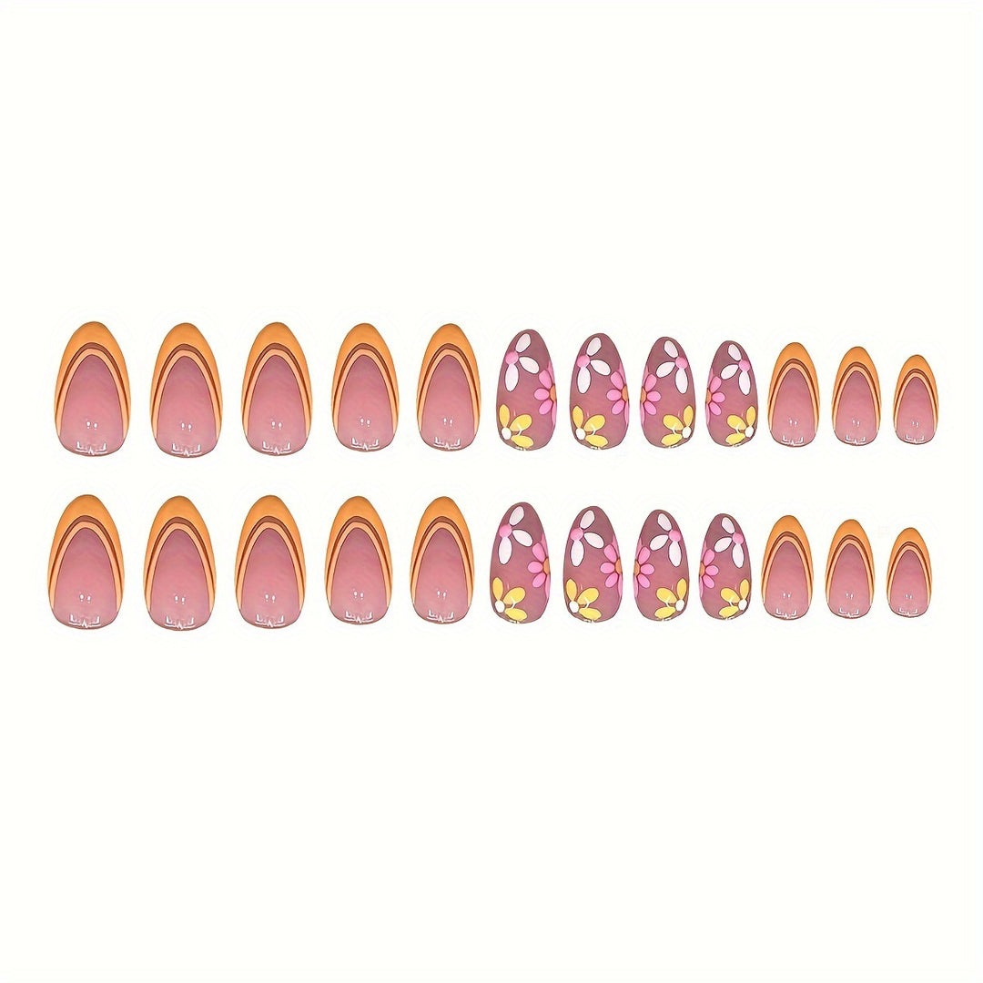 Decorative Floral Themed Press-On Nails Bowlift
