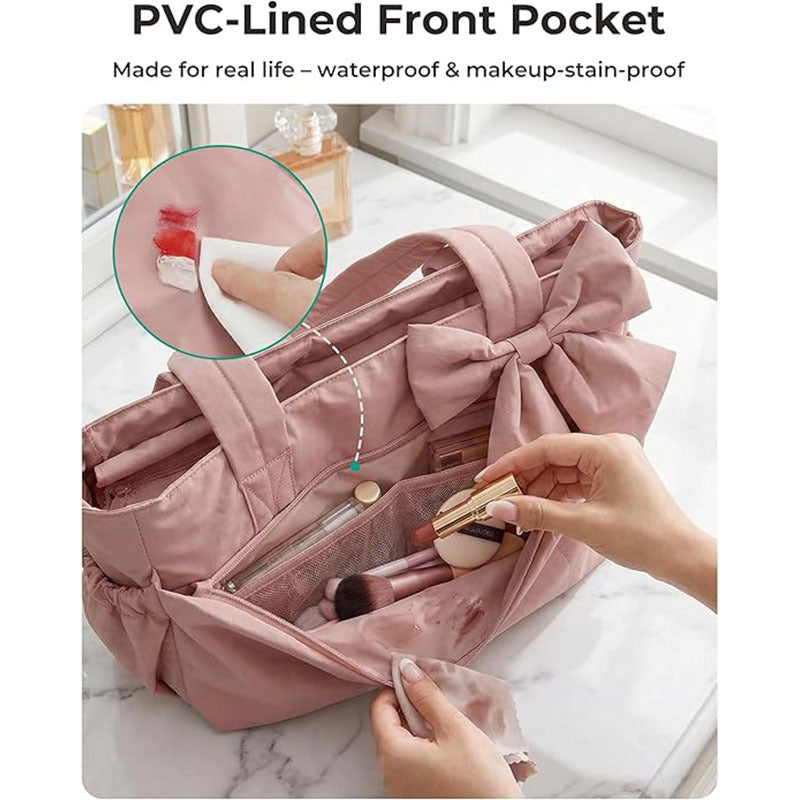 Fashionable Tote Bag with Decorative Bow Detail Bowlift