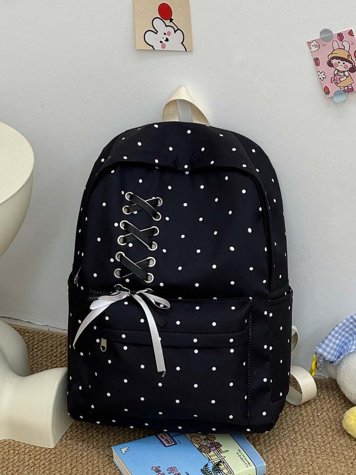 Playful Polka Dot Casual Backpack Bowlift