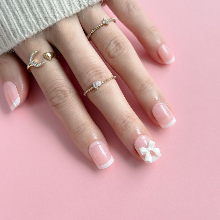 Acrylic Nail Set with Bow Design Bowlift