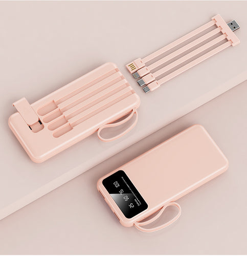 Multifunctional power bank with integrated charging cables Bowlift