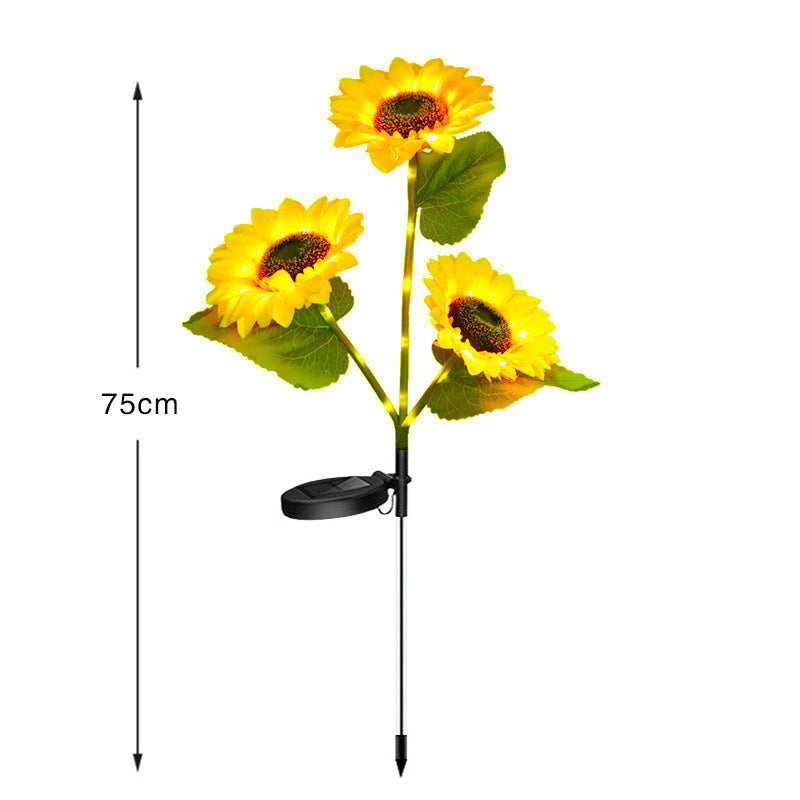 Solar-Powered Decorative Sunflower Garden Stake With Multi-Bloom LED Waterproof Panel Bowlift