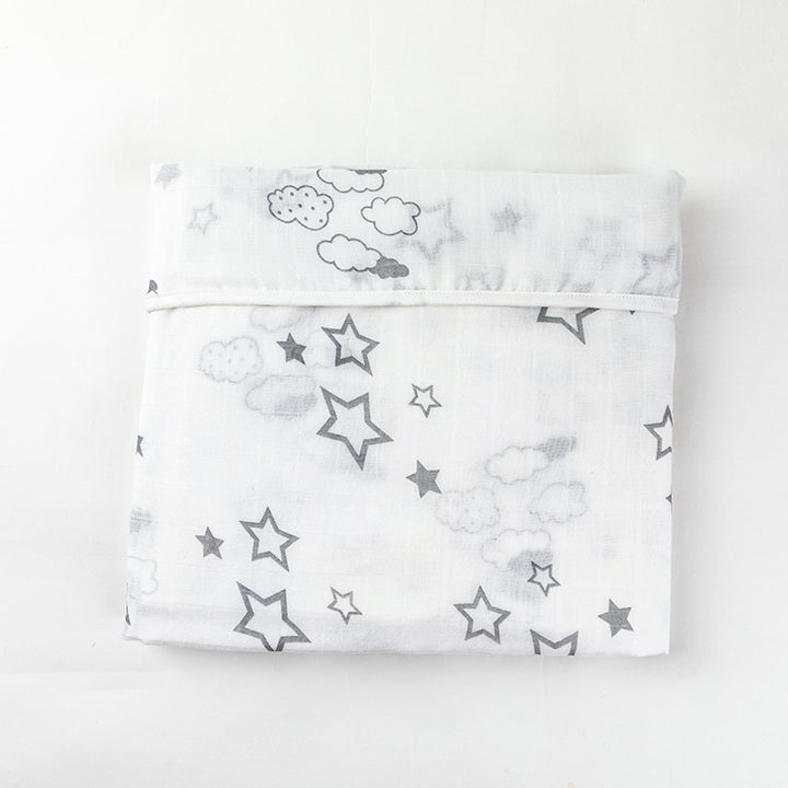 Soft Muslin Baby Blanket with Stars and Clouds Print Bowlift
