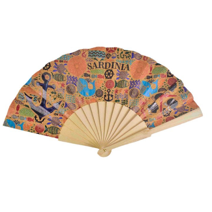 Ladies fan with cultural motif and elegant wooden frame Bowlift