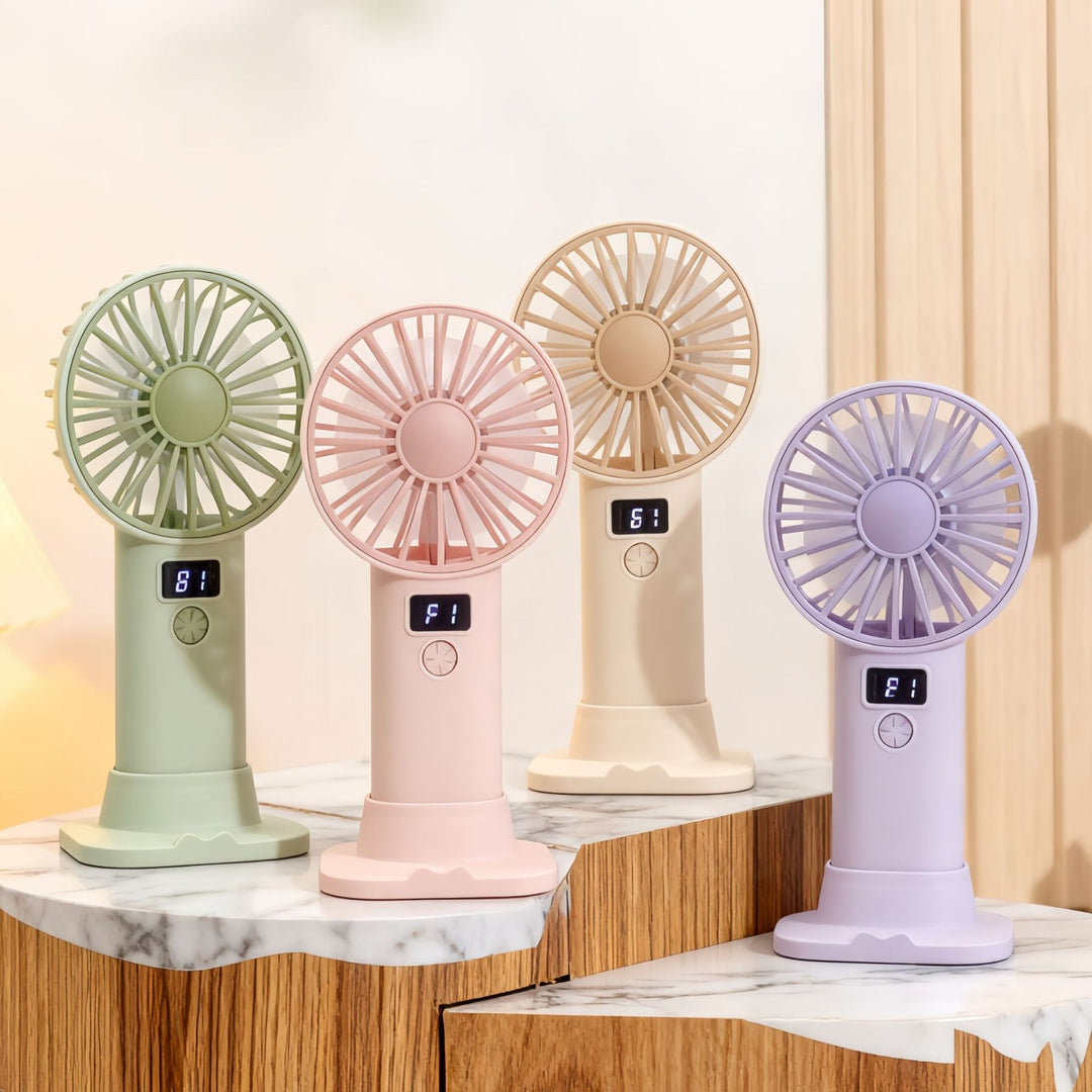 Ladies Portable Hand Fan with Digital Speed Display Bowlift