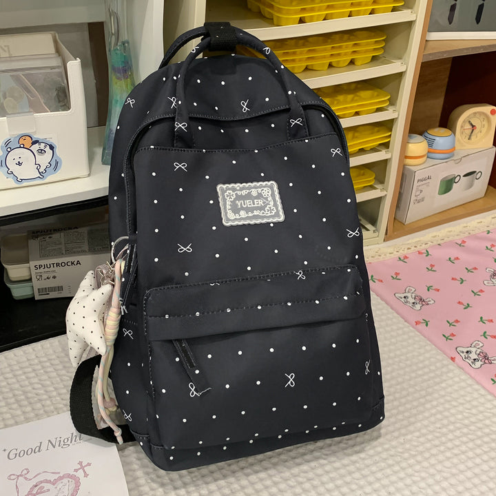 Stylish Dot-Printed Backpack Bowlift