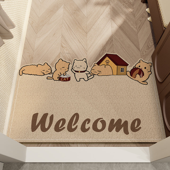 Cute Cat Themed Welcome Mat