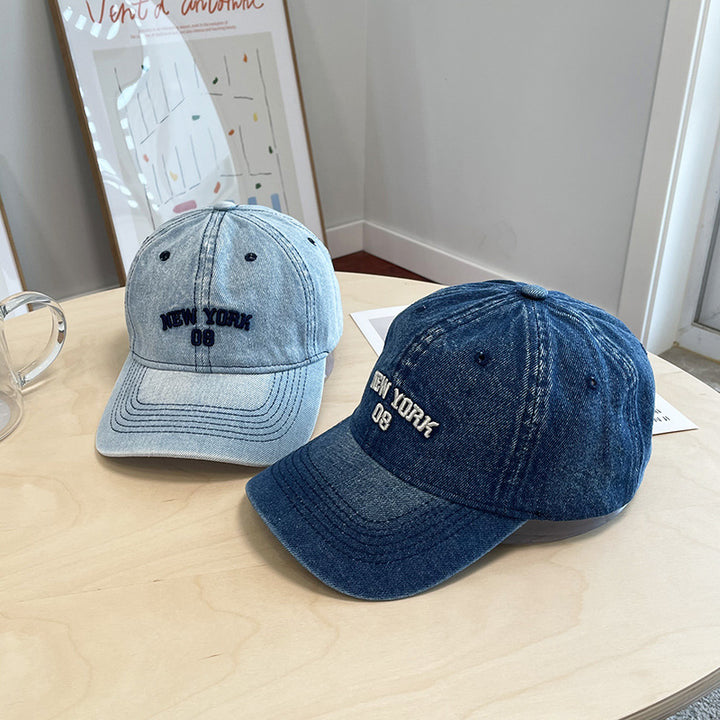 Men's Distressed Denim Baseball Cap Bowlift